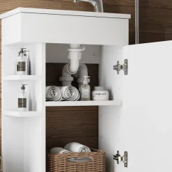 Waschbeckenunterschrank Amadeo Weiß 2 Teile, mit Waschbecken Vicco