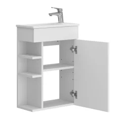 Waschbeckenunterschrank Amadeo Weiß 2 Teile, mit Waschbecken Vicco