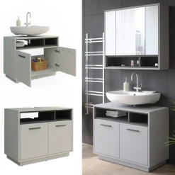 Waschbeckenunterschrank Beatrice Grau 80 x 64 cm Vicco