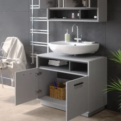 Waschbeckenunterschrank Beatrice Grau 80 x 64 cm Vicco