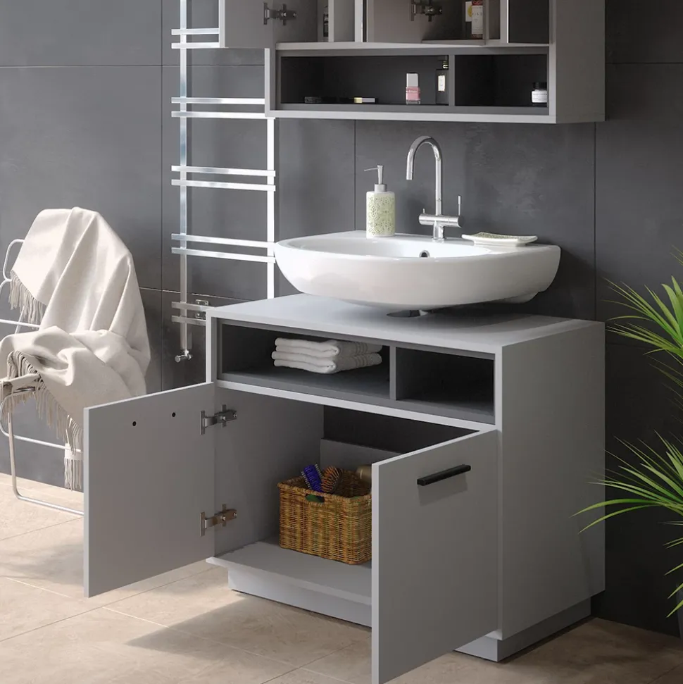 Waschbeckenunterschrank Beatrice Grau 80 x 64 cm Vicco