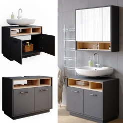 Waschbeckenunterschrank Beatrice Anthrazit 80 x 64 cm Vicco