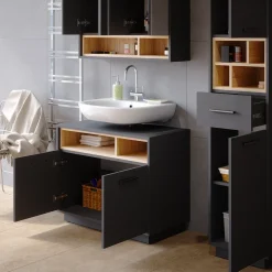 Waschbeckenunterschrank Beatrice Anthrazit 80 x 64 cm Vicco