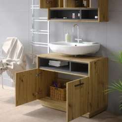 Waschbeckenunterschrank Beatrice Artisan Eiche/Anthrazit 80 x 64 cm Vicco