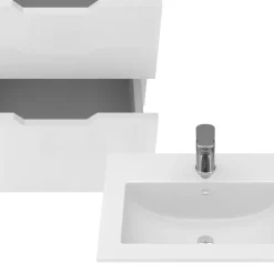 Waschbeckenunterschrank Clayton Weiß 2 Teile, mit Waschbecken und 2 Schubladen Vicco