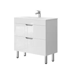 Waschbeckenunterschrank Clayton Weiß 2 Teile, Unterschrank 80 cm Vicco