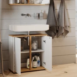 Waschbeckenunterschrank Didi Weiß/Artisan 60 x 62 cm mit 2 Türen Vicco