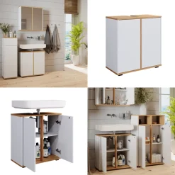 Waschbeckenunterschrank Didi Weiß/Artisan 60 x 62 cm mit 2 Türen Vicco