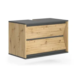 Waschbeckenunterschrank Edelin Anthrazit/Artisan 80 x 50 cm mit 2 Schubladen Vicco