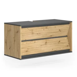 Waschbeckenunterschrank Edelin Anthrazit/Artisan 100 x 50 cm mit 2 Schubladen Vicco