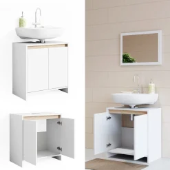 Waschbeckenunterschrank Emma Weiß/Sonoma 58 x 60 cm Vicco