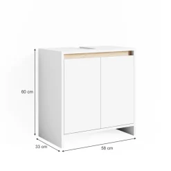 Waschbeckenunterschrank Emma Weiß/Sonoma 58 x 60 cm Vicco