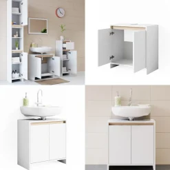 Waschbeckenunterschrank Emma Weiß/Sonoma 58 x 60 cm Vicco