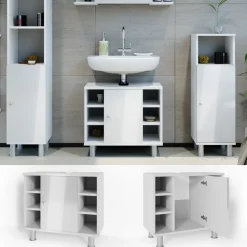 Waschbeckenunterschrank Fynn Weiß Hochglanz 60 x 54 cm Vicco