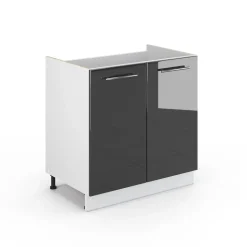 Waschbeckenunterschrank Fame-Line Anthrazit Hochglanz 80 x 82 cm ohne Arbeitsplatte Vicco