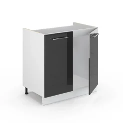 Waschbeckenunterschrank Fame-Line Anthrazit Hochglanz 80 x 82 cm ohne Arbeitsplatte Vicco