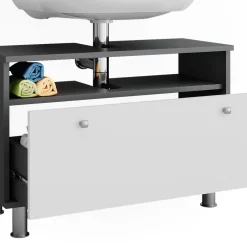 Waschbeckenunterschrank Fynn Weiß Hochglanz/Anthrazit 80.2 x 54 cm mit Schublade Vicco