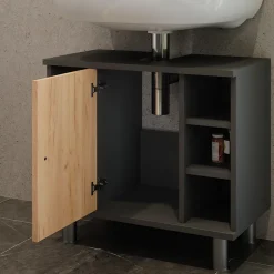 Waschbeckenunterschrank Fynn Goldkraft Eiche/Anthrazit 60 x 54 cm mit 6 Ablage Vicco