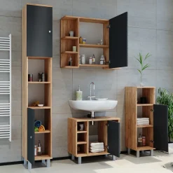 Waschbeckenunterschrank Fynn Anthrazit/Goldkraft Eiche 60 x 54 cm Vicco