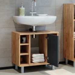 Waschbeckenunterschrank Fynn Anthrazit/Goldkraft Eiche 60 x 54 cm Vicco