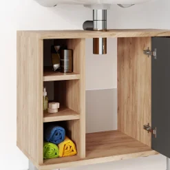 Waschbeckenunterschrank Fynn Anthrazit/Goldkraft Eiche 60 x 54 cm Vicco