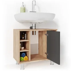 Waschbeckenunterschrank Fynn Anthrazit/Goldkraft Eiche 60 x 54 cm Vicco