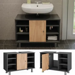 Waschbeckenunterschrank Fynn Anthrazit/Goldkraft Eiche 80 x 54 cm Vicco