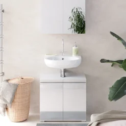 Waschbeckenunterschrank Fredd Weiß Hochglanz 60 x 56 cm Vicco