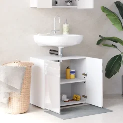 Waschbeckenunterschrank Fredd Weiß Hochglanz 60 x 56 cm Vicco