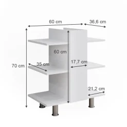 Waschbeckenunterschrank Fynn Weiß 60 x 70 cm mit 6 Ablage Vicco
