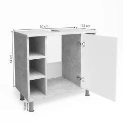 Waschbeckenunterschrank Fynn Beton 60 x 54 cm Vicco