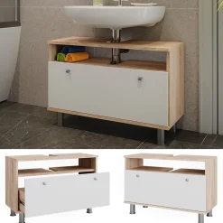 Waschbeckenunterschrank Fynn Sonoma/Weiß 80.2 x 54 cm mit Schublade Vicco