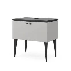 Waschbeckenunterschrank Gerta Grau 80 x 79 cm mit Türen Vicco