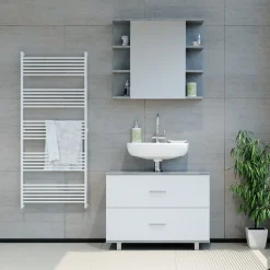 Waschbeckenunterschrank Ilias Beton/Weiß 80 x 60.8 cm Vicco