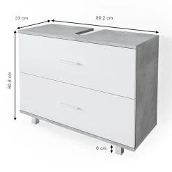 Waschbeckenunterschrank Ilias Beton/Weiß 80 x 60.8 cm Vicco