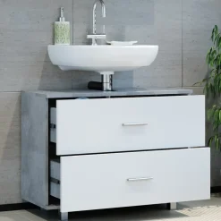 Waschbeckenunterschrank Ilias Beton/Weiß 80 x 60.8 cm Vicco