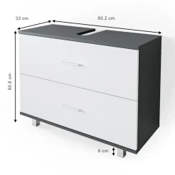 Waschbeckenunterschrank Ilias Anthrazit/Weiß 80 x 60.8 cm Vicco