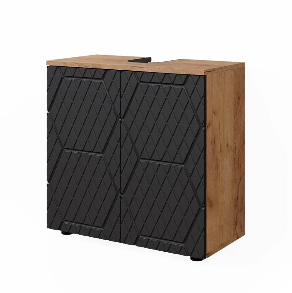 Waschbeckenunterschrank Irma Anthrazit mit Wabenstruktur 60 x 59 cm Vicco