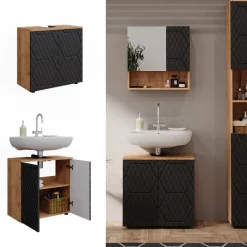 Waschbeckenunterschrank Irma Anthrazit mit Wabenstruktur 60 x 59 cm Vicco