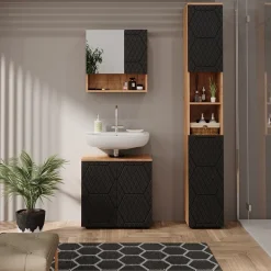 Waschbeckenunterschrank Irma Anthrazit mit Wabenstruktur 60 x 59 cm Vicco