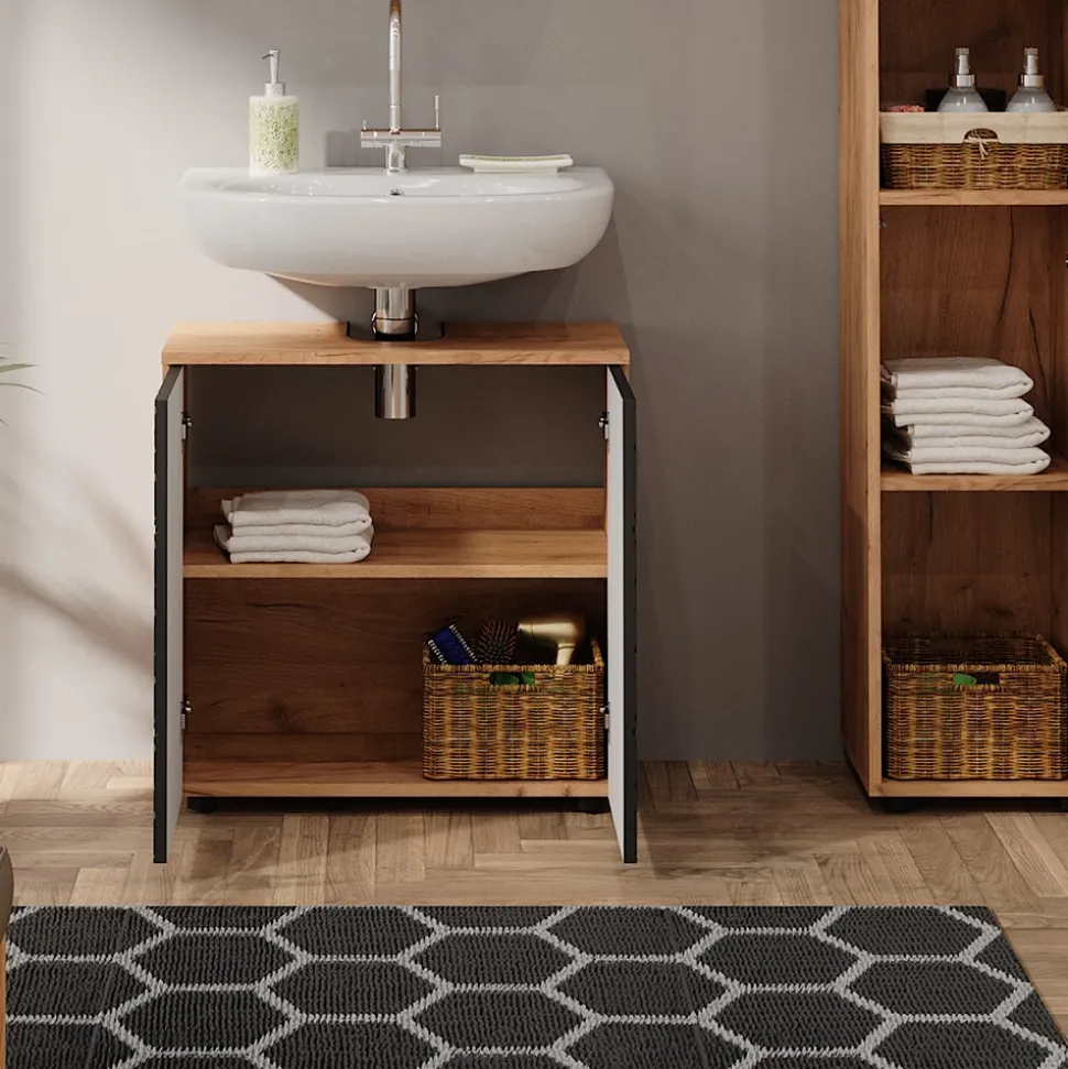 Waschbeckenunterschrank Irma Anthrazit mit Wabenstruktur 60 x 59 cm Vicco