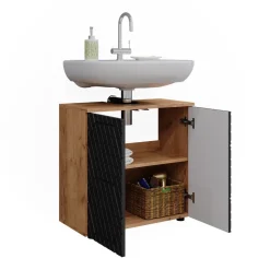 Waschbeckenunterschrank Irma Anthrazit mit Wabenstruktur 60 x 59 cm Vicco