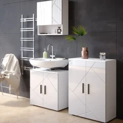 Waschbeckenunterschrank Irma Weiß Hochglanz 60 x 59 cm Vicco