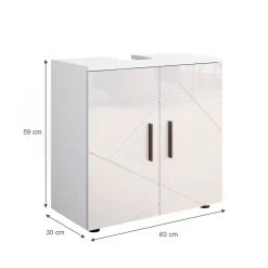 Waschbeckenunterschrank Irma Weiß Hochglanz 60 x 59 cm Vicco