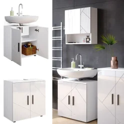 Waschbeckenunterschrank Irma Weiß Hochglanz 60 x 59 cm Vicco