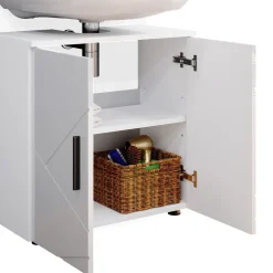 Waschbeckenunterschrank Irma Weiß Hochglanz 60 x 59 cm Vicco