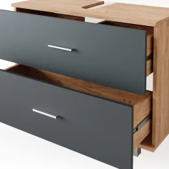 Waschbeckenunterschrank Ilias Anthrazit/Goldkraft Eiche 80 x 60.8 cm Vicco