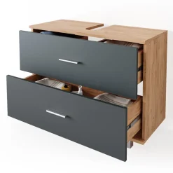 Waschbeckenunterschrank Ilias Anthrazit/Goldkraft Eiche 80 x 60.8 cm Vicco