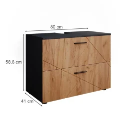 Waschbeckenunterschrank Irma Goldkraft Eiche/Anthrazit 80 x 58.6 cm Vicco