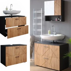 Waschbeckenunterschrank Irma Goldkraft Eiche/Anthrazit 80 x 58.6 cm Vicco